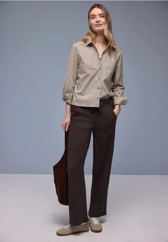 Gestreept overhemd blouse light terra mocha