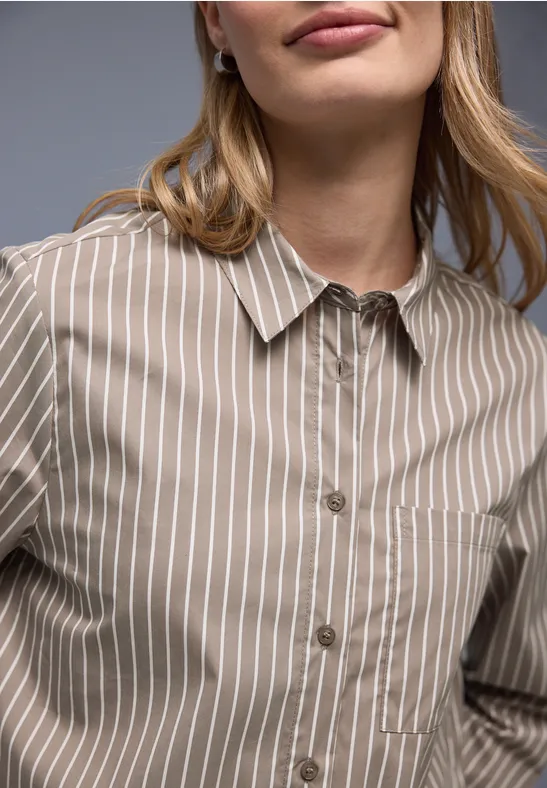 Gestreept overhemd blouse light terra mocha