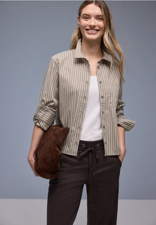 Gestreept overhemd blouse light terra mocha