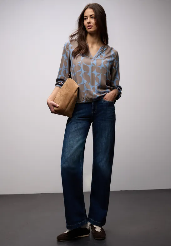 Bluse mit Tapedetails bonnet blue