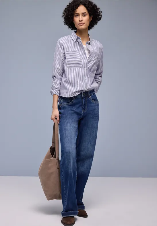 Gestreifte Hemdbluse original blue