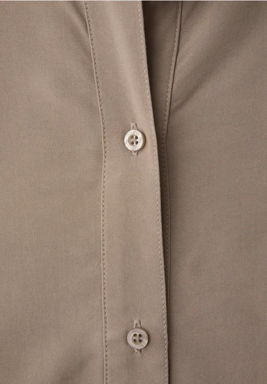 Bluzka koszulowa z detalami w stylu college light terra mocha