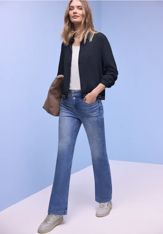 Overhemdblouse met college details shadowed navy