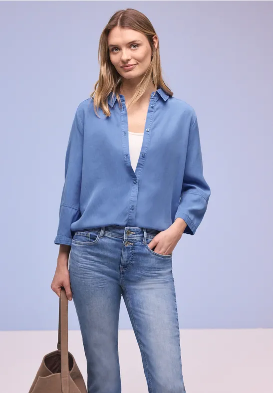 Hemdbluse im Washed-Look bonnet blue