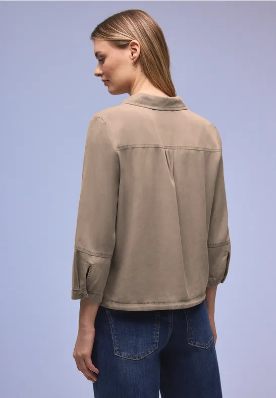Hemdbluse im Washed-Look light terra mocha