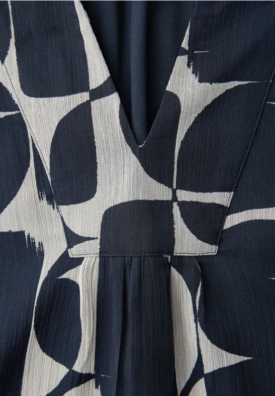 Wzorzysta bluzka koszulowa z taśmą shadowed navy