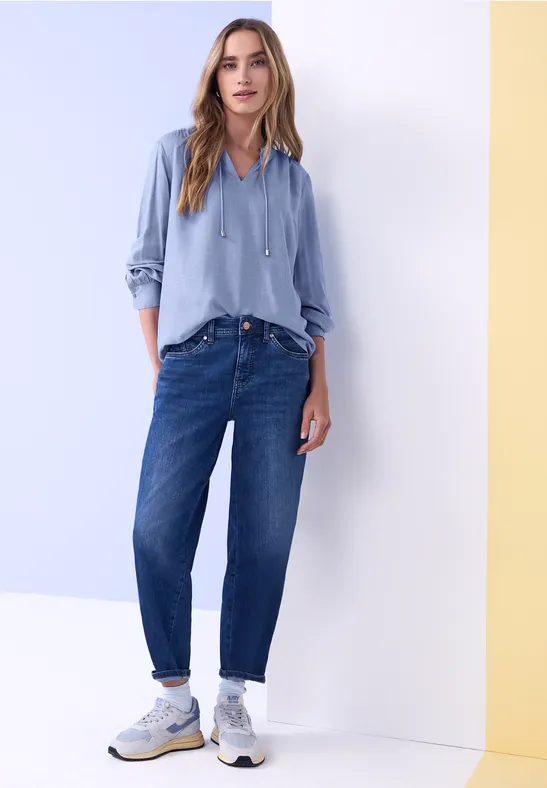 Bluzka koszulowa z falbanką bonnet blue mel.