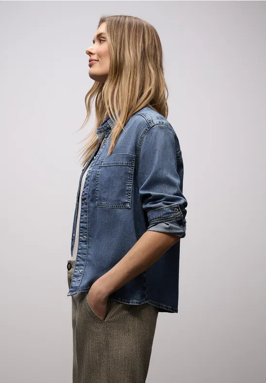 Denim Hemdbluse Medium Blue Soft washed