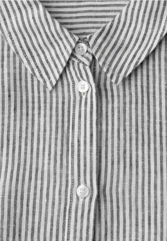 3/4-Arm Hemdbluse aus Leinen mit Streifen Black