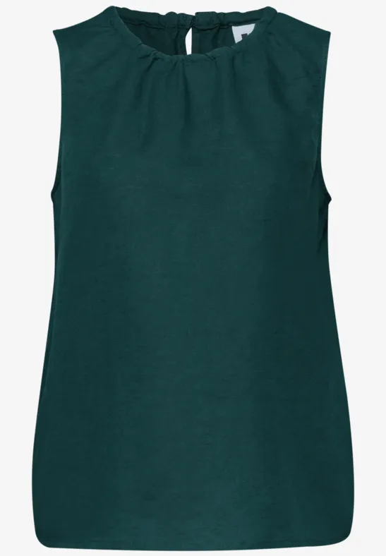 Ärmelloses Top in Dunkelgrün mit rundem Halsausschnitt, schlicht und elegant.