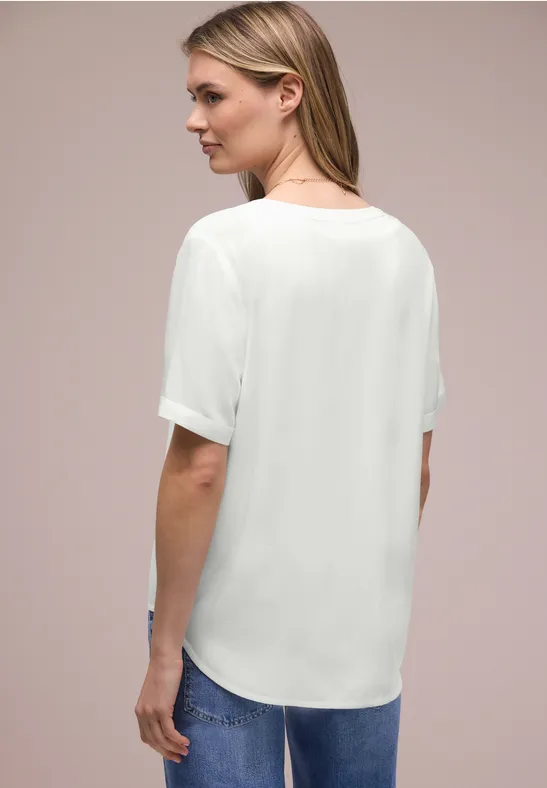 Kurzarm Bluse mit Turn-Up off white