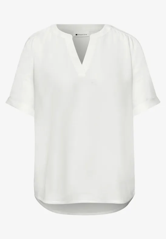 Kurzarm Bluse mit Turn-Up off white