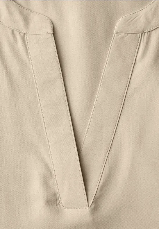 Kurzarm Bluse mit Turn-Up cotton beige