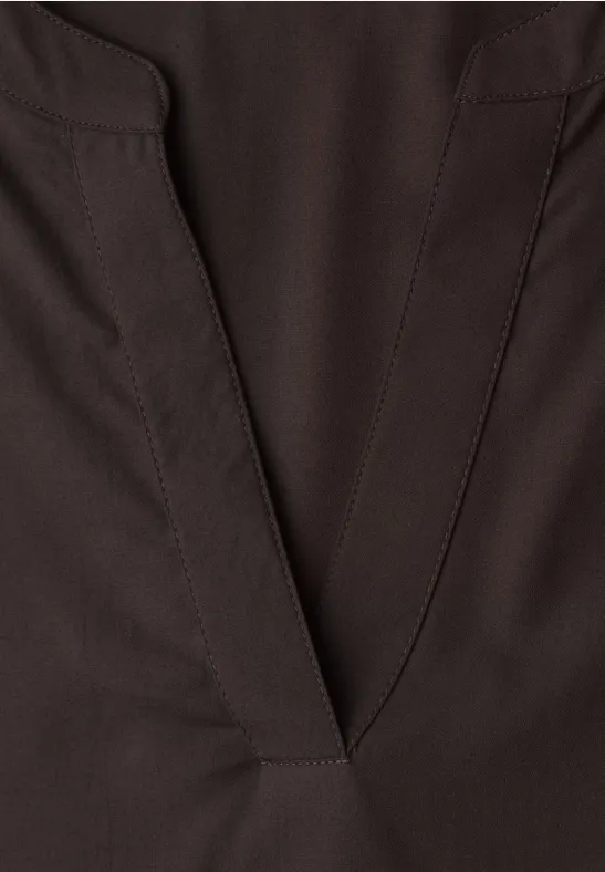 Kurzarm Bluse mit Turn-Up espresso brown