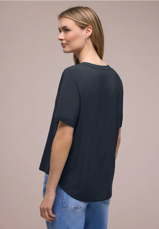 Kurzarm Bluse mit Turn-Up shadowed navy