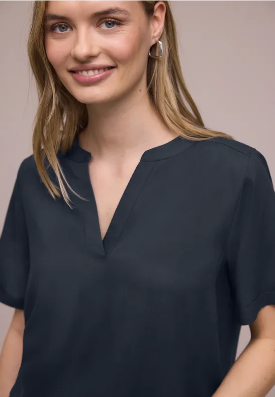 Kurzarm Bluse mit Turn-Up shadowed navy