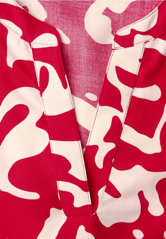 Kurzarm Bluse mit floralem Muster salsa red