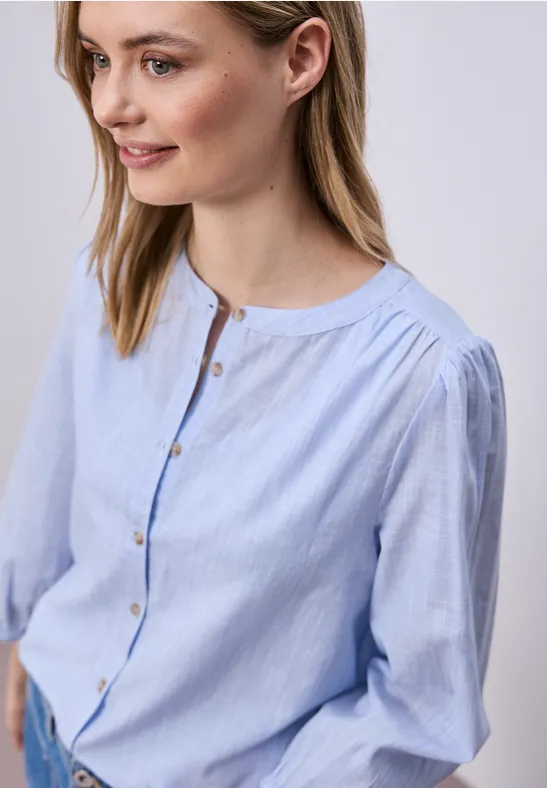 3/4-Arm Bluse in Chambray Qualität original blue