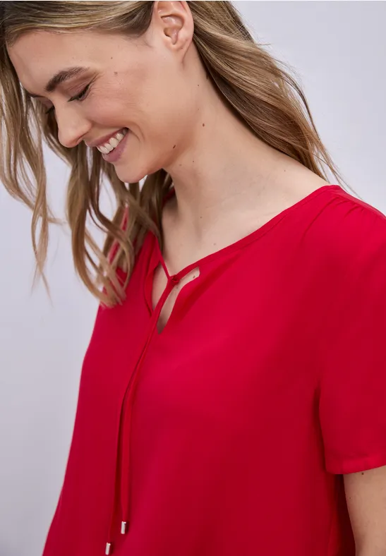 Blouse met koorddetail salsa red