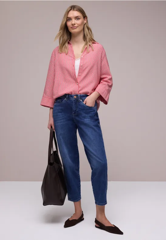 Gestreifte Hemdbluse salsa red