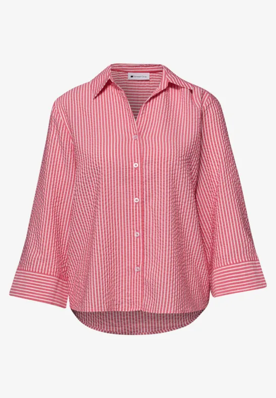 Gestreifte Hemdbluse salsa red