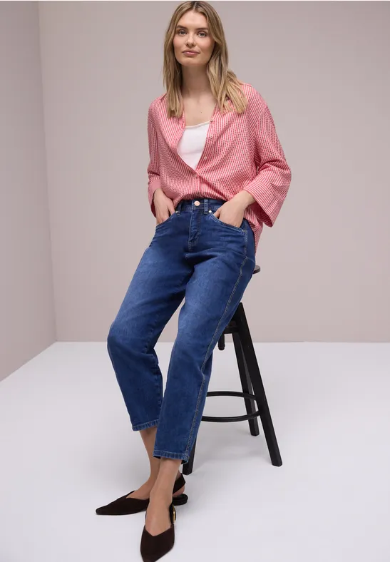 Gestreifte Hemdbluse salsa red