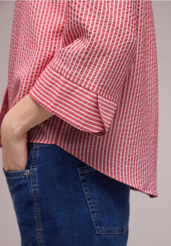 Gestreifte Hemdbluse salsa red