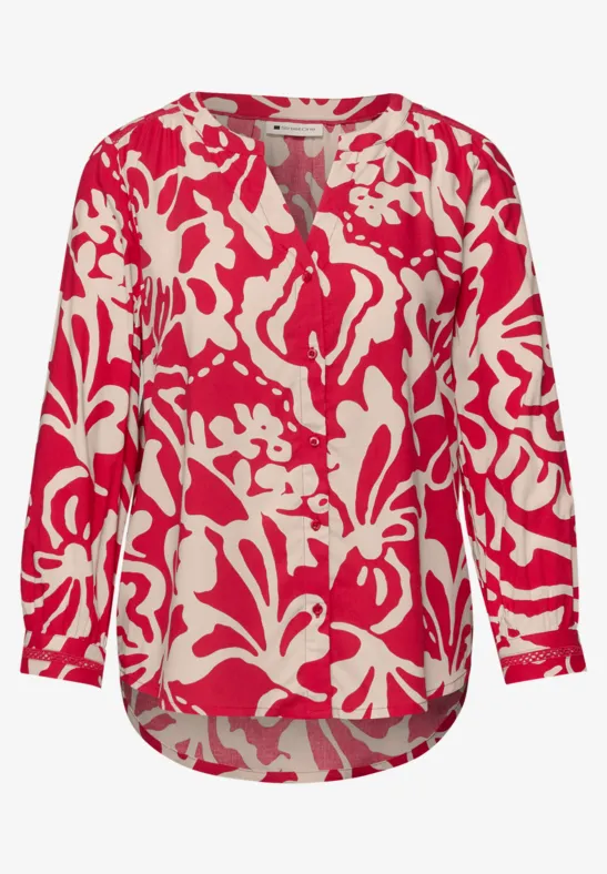 Bluzka koszulowa z rękawem 3/4 i tapedails salsa red