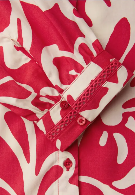 Bluzka koszulowa z rękawem 3/4 i tapedails salsa red