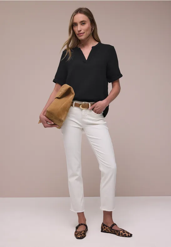 Blouse à manches courtes en qualité mousseline Black