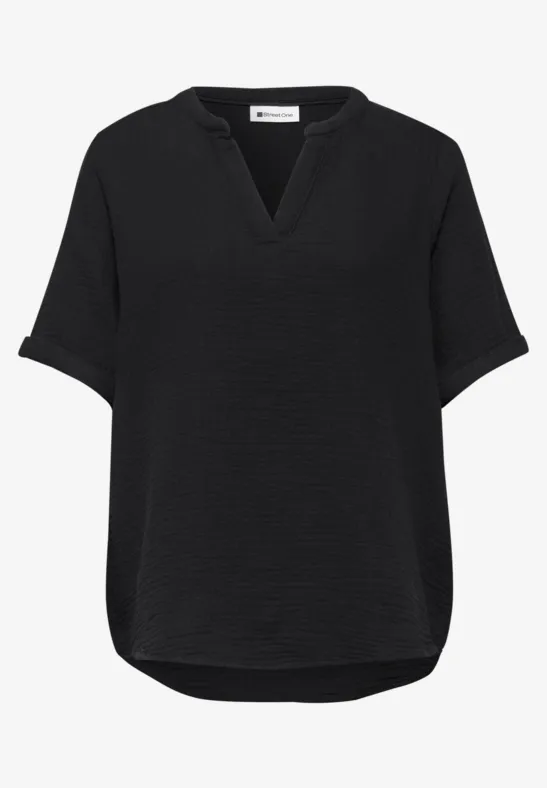 Blouse à manches courtes en qualité mousseline Black