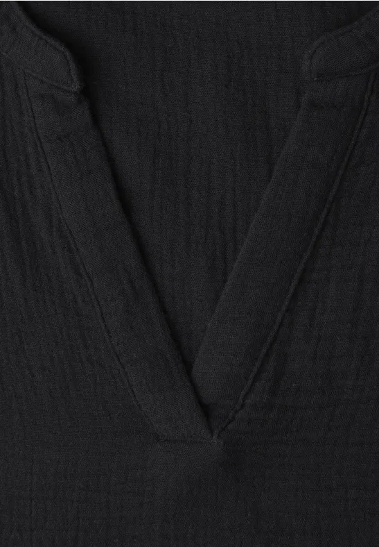 Blouse à manches courtes en qualité mousseline Black