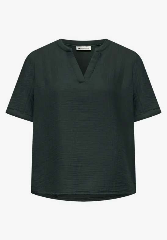 Kurzarm Bluse in Musselinqualität pine grove green