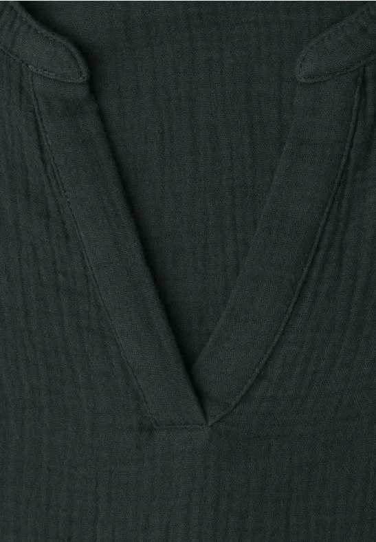 Kurzarm Bluse in Musselinqualität pine grove green