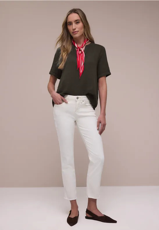 Blouse à manches courtes en qualité mousseline espresso brown