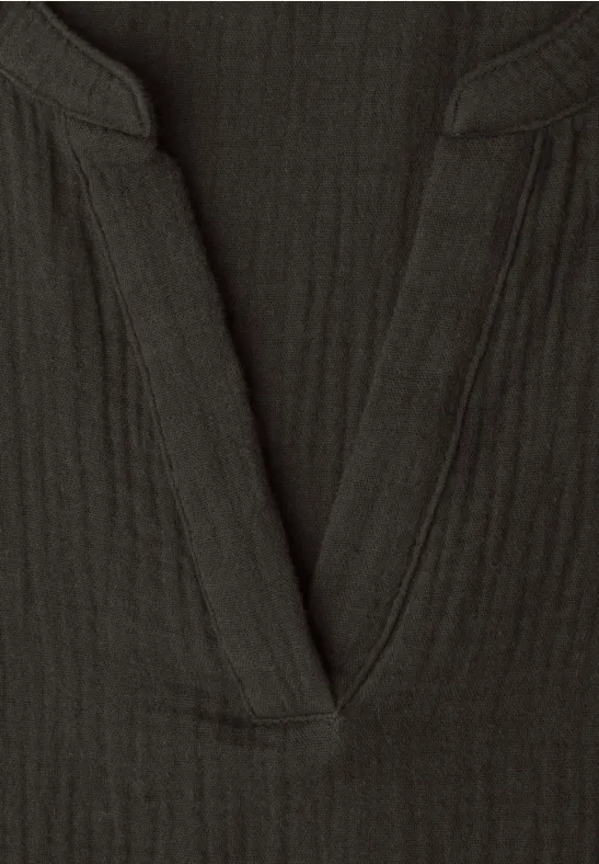 Blouse à manches courtes en qualité mousseline espresso brown