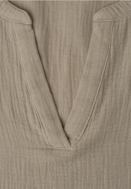 Blouse à manches courtes en qualité mousseline timeless beige