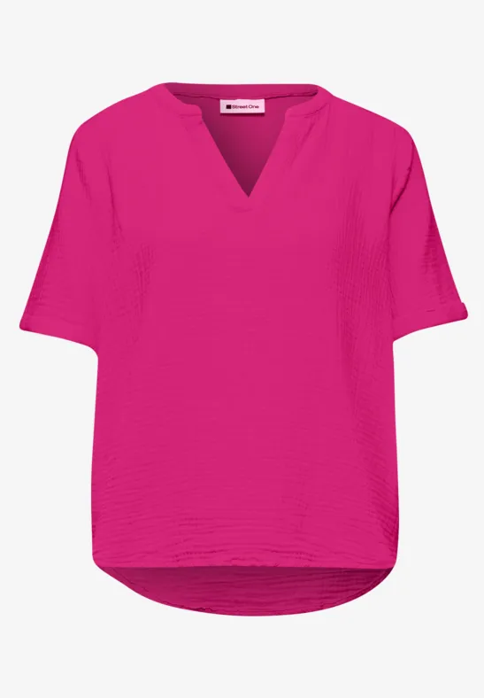 Kurzarm Bluse in Musselinqualität magenta dream