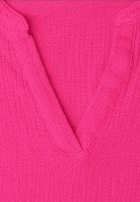 Kurzarm Bluse in Musselinqualität magenta dream