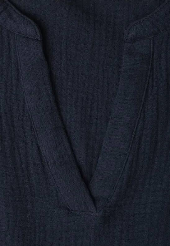 Blouse à manches courtes en qualité mousseline shadowed navy