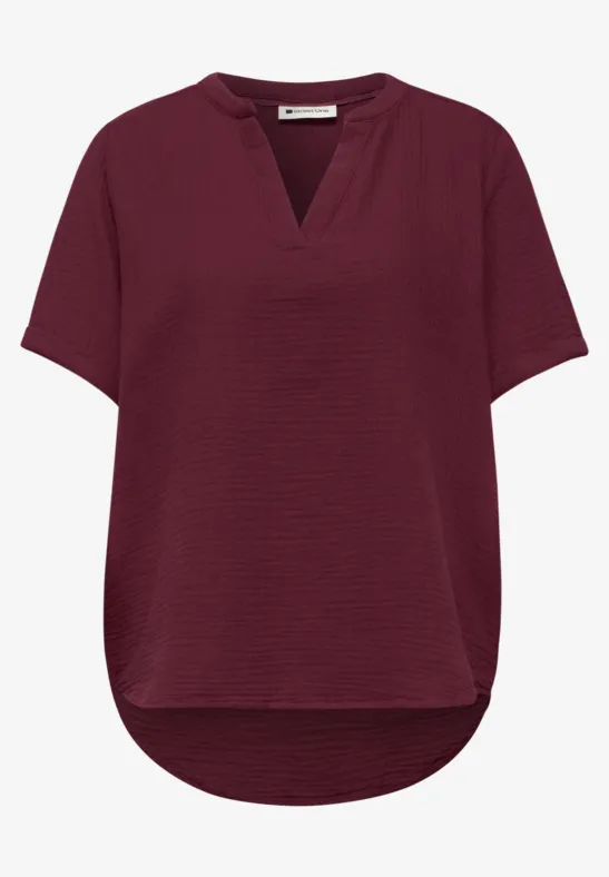 Blouse à manches courtes en qualité mousseline truffle red