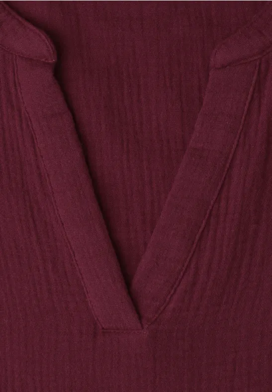 Blouse à manches courtes en qualité mousseline truffle red