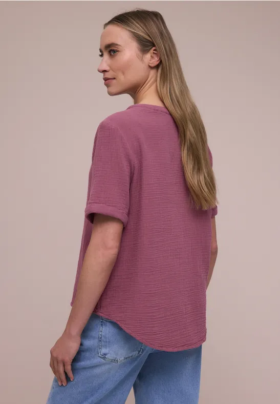 Kurzarm Bluse in Musselinqualität dark clouded blush