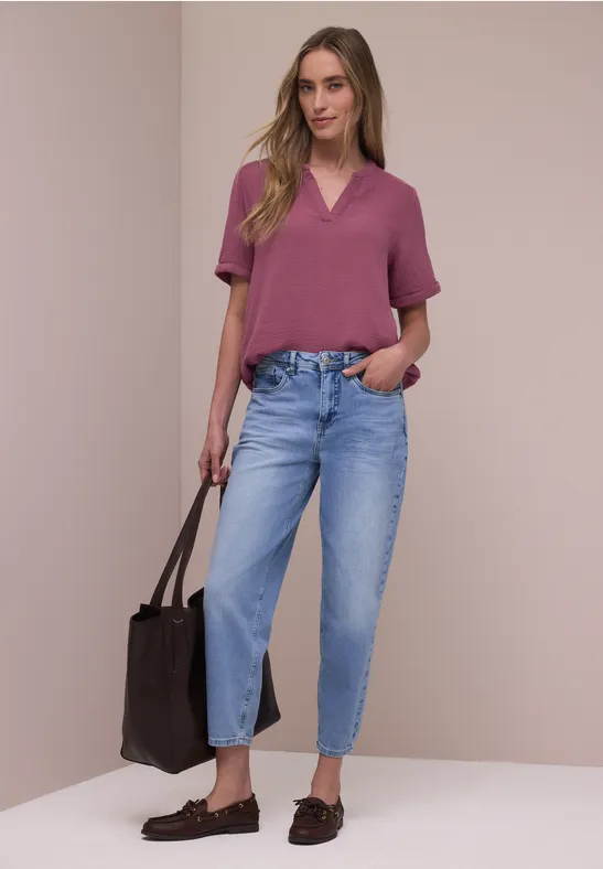 Kurzarm Bluse in Musselinqualität dark clouded blush