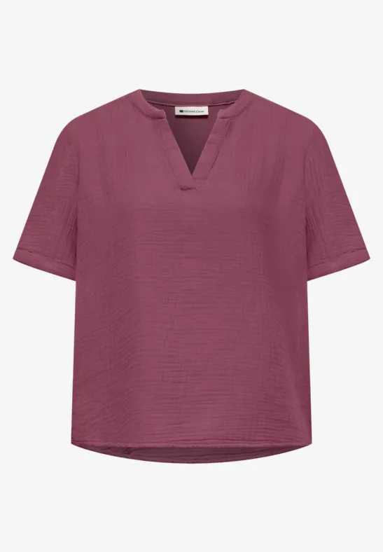 Kurzarm Bluse in Musselinqualität dark clouded blush