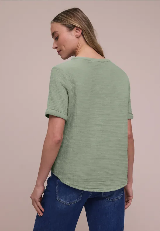 Blouse à manches courtes en qualité mousseline mint leaf
