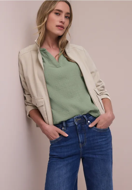 Blouse à manches courtes en qualité mousseline mint leaf