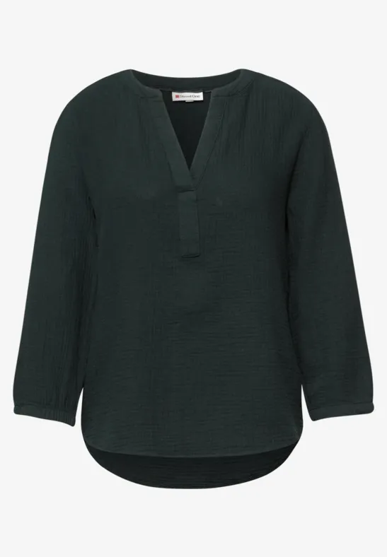 3/4-Arm Bluse in Musselinqualität pine grove green
