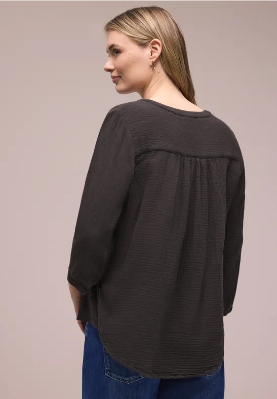 3/4-Arm Bluse in Musselinqualität espresso brown