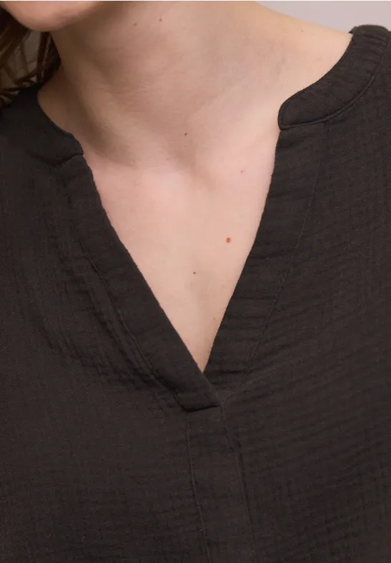 3/4-Arm Bluse in Musselinqualität espresso brown
